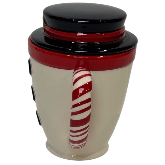 Snowman Mug 2-Pc w/Tophat Hallmark Red/Black/Green Coffee/Hot Cocoa EUC - Picture 5 of 7